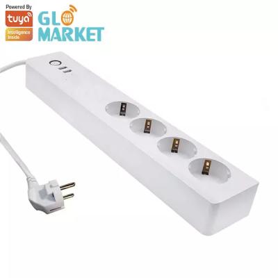 China Glomarket Tuya Smartlife App Controlled 16A Protector Eu Standard Power Strip With Power Consumption for sale