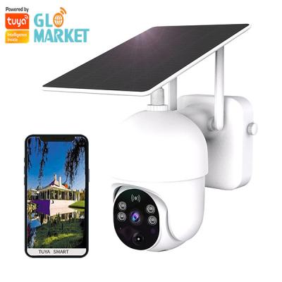 China Glomarket Tuya Smart Wifi Solar Camera Waterproof App Control PIR Motion Detection Camera for sale