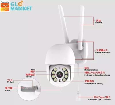 China 1080p Full HD Tuya Wifi Smart Camera Night Vision App Control Smart Outdoor Camera for sale