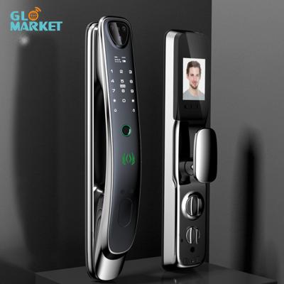 China Glomarket Smart Tuya Wifi Door Lock Built-in Camera Work with App Cat Eye Fingerprint Password Security Door Lock for sale