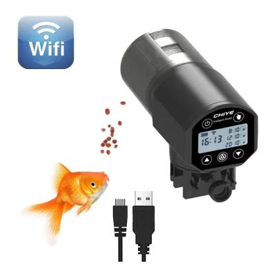 China LCD 200ml Smart Automatic Fish Feeder Wifi Aquarium Feeder RoHS for sale