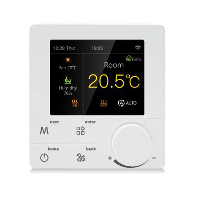 China Glomarket RGB Colorful LCD Screen Smart Thermostat Tuya App Electric Heating Thermostat Works With Alexa And Google for sale