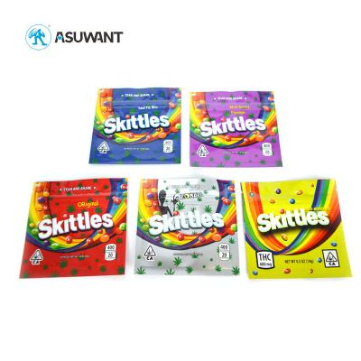 China Skittles Gummies Mylar Ziplock Stand Up Bags Smell Proof Edible Mylar Bags for sale