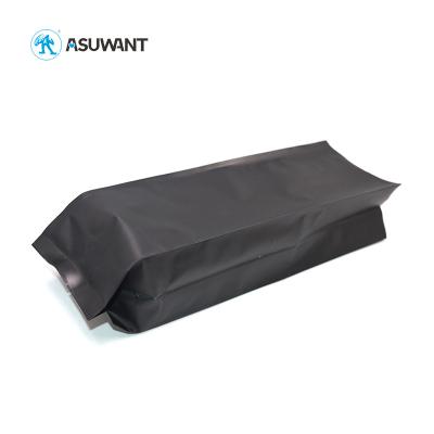 China Matt black Flat Bottom Coffee Bags With Valve Custom Printed Packaging Wholesale en venta