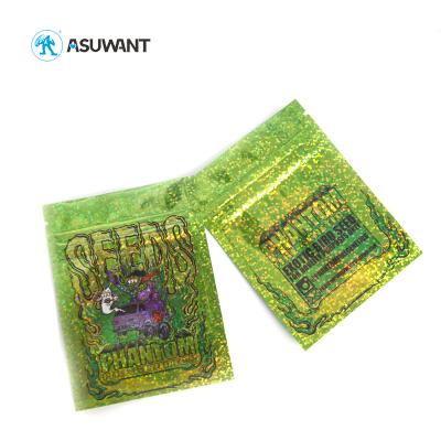 China Rainbow Holographic Ziplock Bags Stand Up Aluminum Foil Customized Size for sale