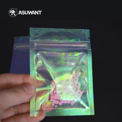 China Transparent Holographic Packaging Bag Laser Clear Zipper Food Grade Bag for sale