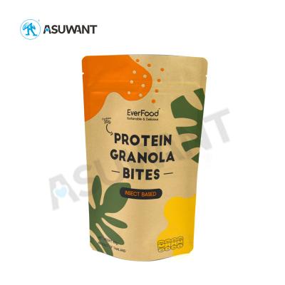 China Cookie Packaging Kraft Paper Zipper Bags Stand Up Custom Printed Biodegradable for sale
