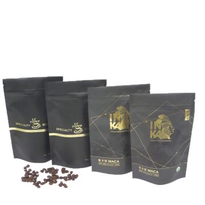 China Matte Black Metallic Coffee Tea Bag Food Packaging Biodegradable Stand Up Pouch for sale