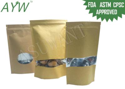 China Multi Purpose Kraft Paper k Bag , ASTM Stand Up Kraft Coffee Bags With Valve for sale