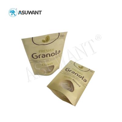 China Mylar Kraft Paper Pouch Food Packing Bag Heat Sealed Stand Up Reusable Brown Color for sale