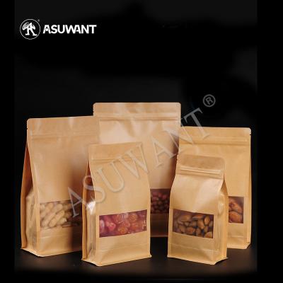 China Durable Kraft Paper Stand Up Zipper Bag Gravure Printing With See Through Window for sale