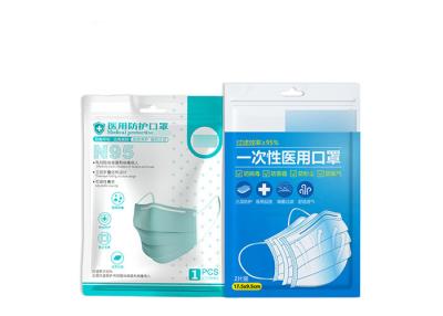 China Medical N95 Mask Zipper Lock Custom Printed Resealable Bags for sale