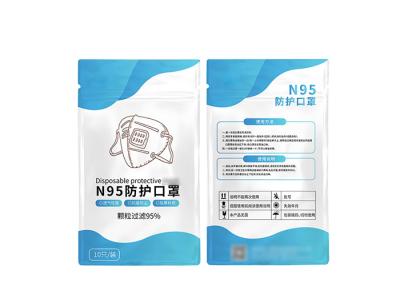 China Resealable Face Mask VMCPP Disposable Plastic Packaging Bags for sale
