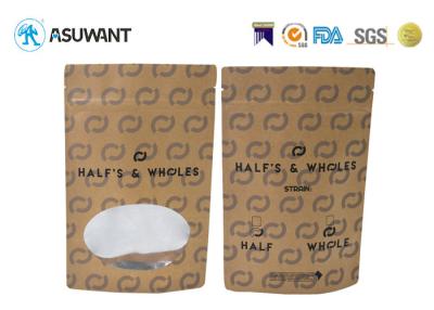 China Brown Kraft Paper Clear Window Food Packaging Zipper Bag for sale