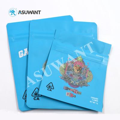China Lamination MOPP VMPET Weed Standing Up Pouch Mylar Bags With Zip Lock for sale