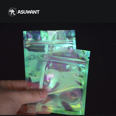 China MOPP Hologram Transparent Rainbow Film Bags Plastic Holographic Pouches for sale