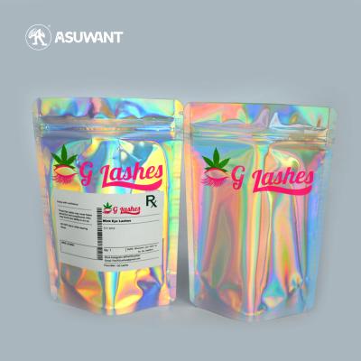 China Gravure Printing 130mic Holographic Ziplock Bags Cosmetic Portable Disposable for sale