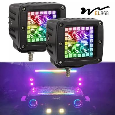 China Mini RGB Vehicle LED Work Lights 3 Inch 4x4 Led Pod Light Decoration for sale