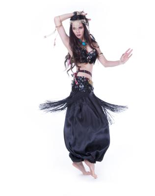 Chine Costumes tribals noirs de danse de ventre de mode avec le pantalon lâche pour la pratique à vendre
