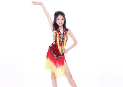 China Red Leopard Tribal Girls Belly Dancing Costume Egypt With Tassel In Practice Wear for sale