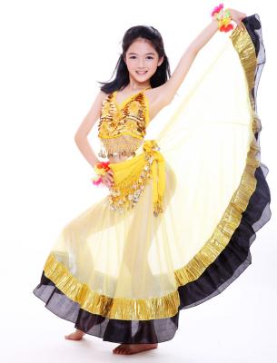 China Chiffon Indian Girls Belly Dancing Costume With Coins , Belly Dancing Outfits Free Size for sale