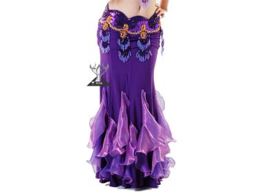 China Long Purple Belly Dance Mermaid Skirt Styles , Girl Belly Dance Practice Costumes for sale
