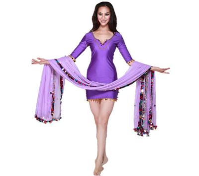China Sexy Short Dress Belly Dancing Costumes In Dark Blue For Performance Or Stage for sale