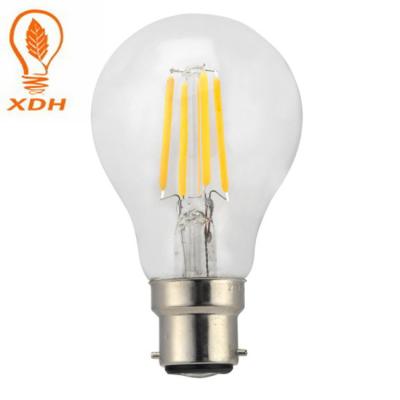 China A60 B22 led filament bulb 6W led filament lights 220-240V filament bulb lamp for sale