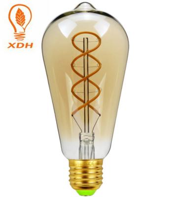 China ST64 Amber Spiral LED Filament Bulb 4W , 230V LED Antique Bulb for sale
