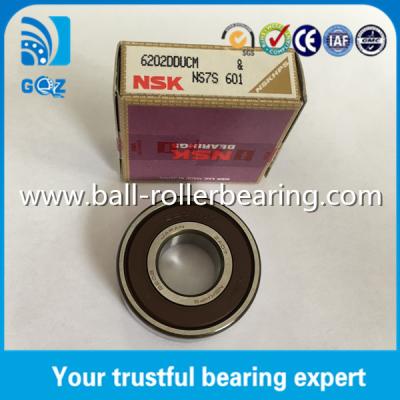 China Rubber Seal Chrome Steel Deep Groove Ball Bearing NSK 6202DDU 6202DDUCM for sale
