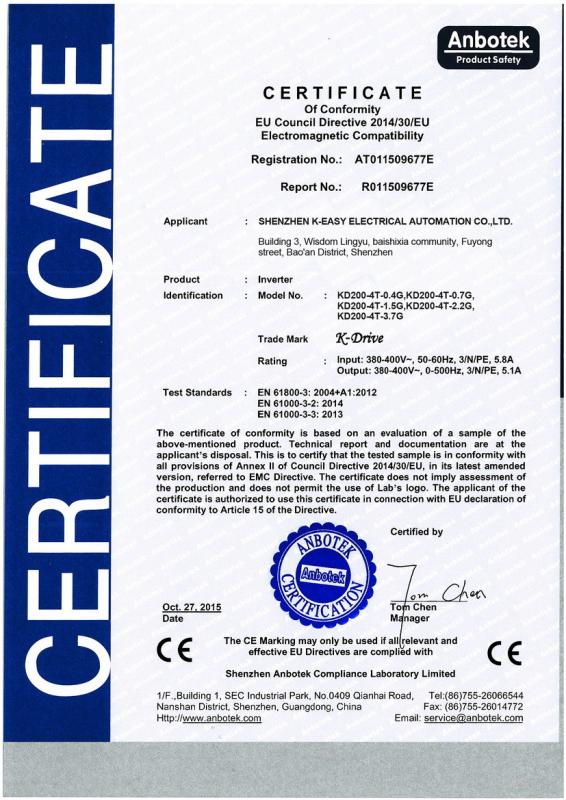 CE - Shenzhen K-Easy Electrical Automation Company Limited