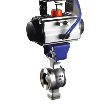 China Fine Split Ball Valve Pneumatic V Flange Ball Valve Small Double Acting Actuator WCB for sale