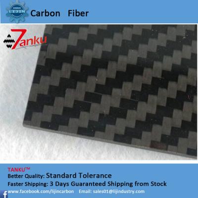 China Kohlenstoff-Faser bedeckt volle CF 2.5thk Platte gesponnenen Kohlenstoff-Faser-Blatt-Twill 3k zu verkaufen