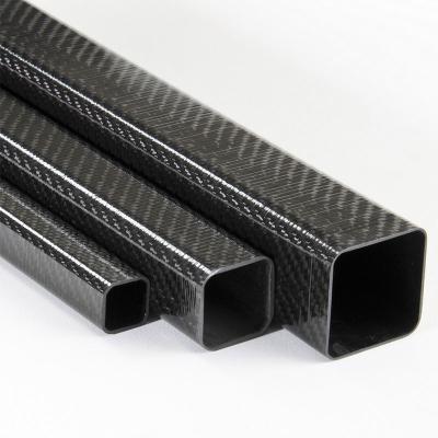 China 3K Woven Carbon Fiber Rectangular Tube Rolled Wrapping for sale