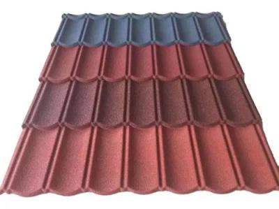China Brick Red Bond Classic Stone Coated Aluzinc Galvalume Metal Roofing Tiles Heat Insulation Roof Tile 50 Years Warranty for sale