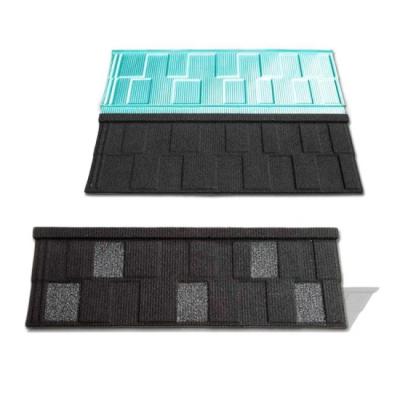 China 0.40mm AZ40 Black White Color Stone Shingle Roof Metal Tiles AluZinc Base Metal 2000 Pcs MOQ 50 Years Warranty for sale