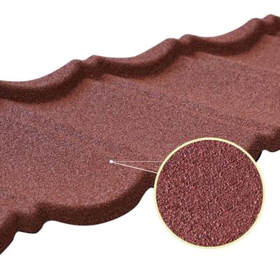 China AZ150 0.50mm Wine Red Stone Coated Bond Tiles Aluzinc Metal Classical/Milano/Roman/Groove/Shingle/Elite Tile for sale