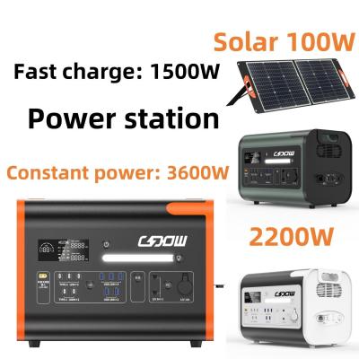 China Portable Solar Power Station 2000W Rechargeable Mobile Phone Charger AC Output 220V for Outdoor Emergency RV Generator for sale