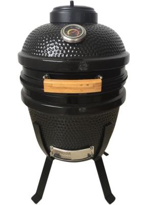 China Outdoor Ceramic BBQ 15 Inch Kamado Grill With Cast Iron Stand for sale