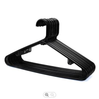 China 16 Inches Thick Plastic Hangers Sinfoo Black Plastic Clothes Hangers for sale