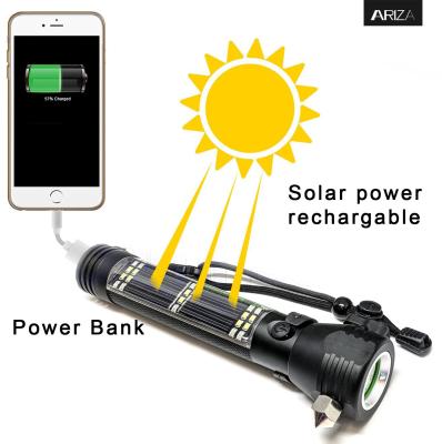 China 2000mAh 6hrs Solar Powered LED Flashlight 380lm For Escape Rescue for sale