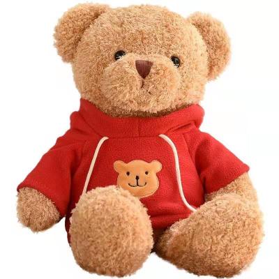 China 30cm Red Cute Little Hoodie Teddy Bear Plush Toys Girl Sleeping Pillow for sale