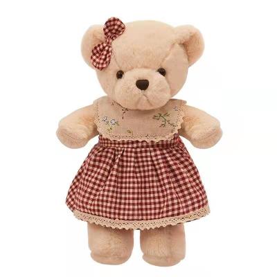 China Red Plaid Skirt Cuddly Teddy Bear Soft Toy Bear 30cm OEM for sale