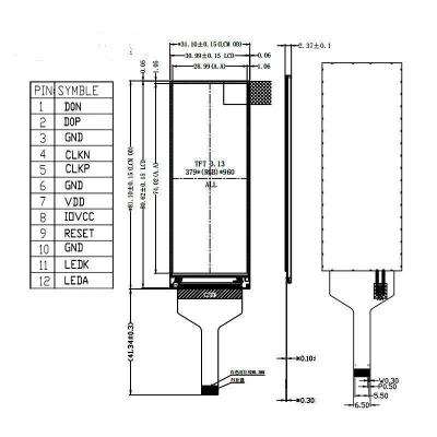 China 3.13 Inch Lcd Bar Screen TFT Color LCD Display 379x960 Dots LVDS Interface Driving IC ST7701S for sale