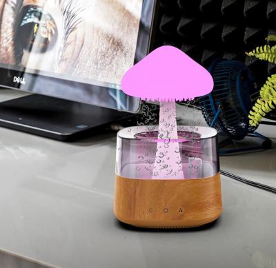 China 450ml OEM Logo Wooden Base Desktop Ultrasonic Cool Mist Air Fresher Personal Space Air Humidifier For Bedroom for sale