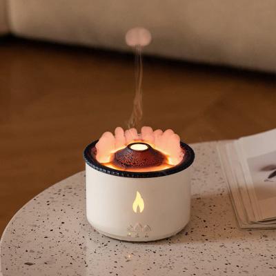 China New Creative Ultrasonic Essential Oil Diffuser 360ml Aromatherapy Humidifier 3D Flame Volcano Light Air Humidifier Diffuser for sale