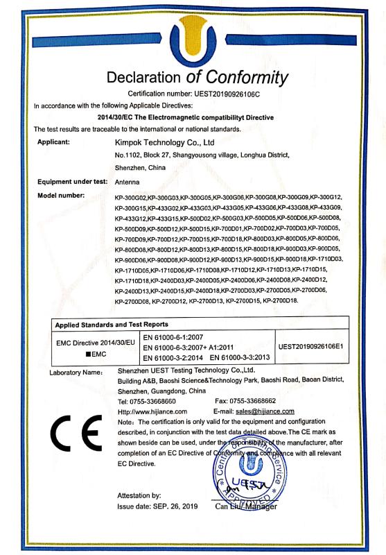 CE certificate - Kimpok Technology Co., Ltd