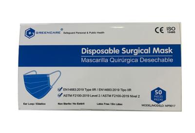 Chine Astm F2100-19 Level 2 510k /En 14683-2019 Type Iir 3-Ply Disposable Medical Surgical Mask à vendre