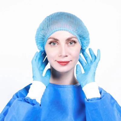 Cina Surgical Disposable Medical Bouffant Caps Blue Head Cover Non Woven Fabric in vendita