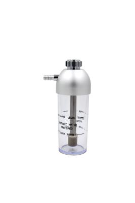 China 6psi Portable Oxygen Regulator Silver Aluminum Bubble Humidifier Bottle for sale